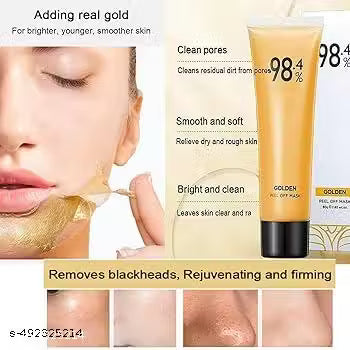 Gold Peel Off Mask, 98.4% Gold Foil Peel-Off Face Mask Anti-Wrinkle