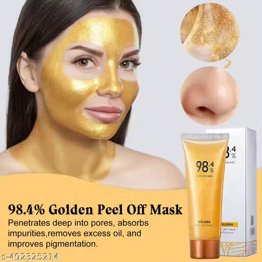 Gold Peel Off Mask, 98.4% Gold Foil Peel-Off Face Mask Anti-Wrinkle