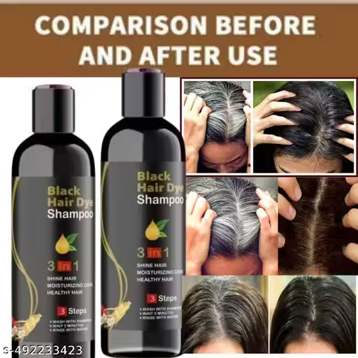 Herbal 3 in 1 Hair Dye Instant Black Hair Shampoo for Women & Men 100% Coverage pack of 2 ( 100 ml )