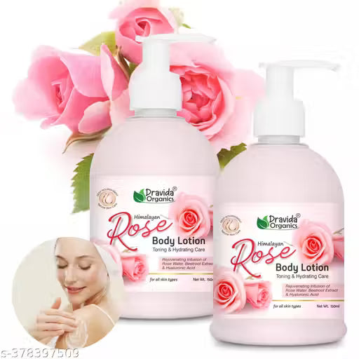 Dravida Organics Rose Body Lotion Long-Lasting Moisturization